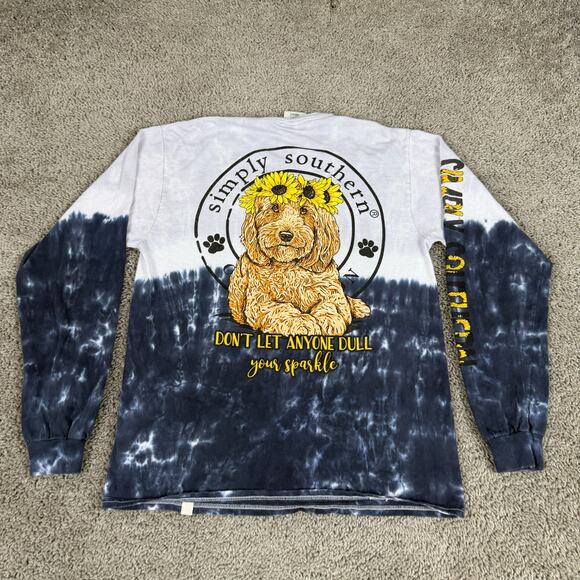Simply Southern Shirt Womens M Dog Puppy Golden Retriever Dont Dull Your Smile - Picture 1 of 10